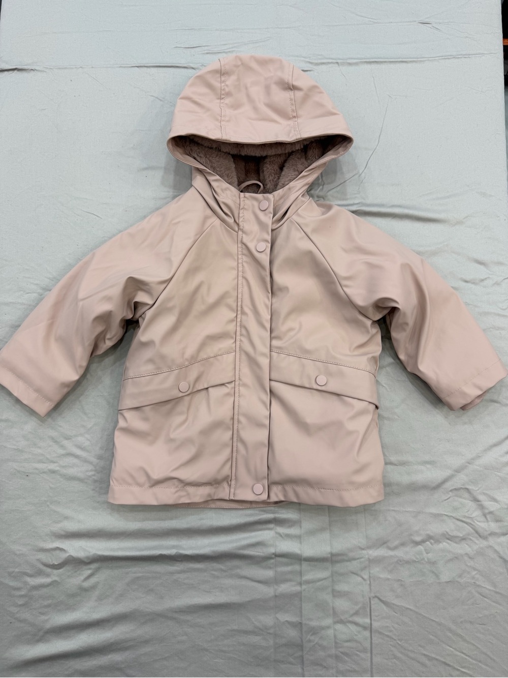 Zara Kids Pink Faux Fur Lined Raincoat 2Y 92cm NWT